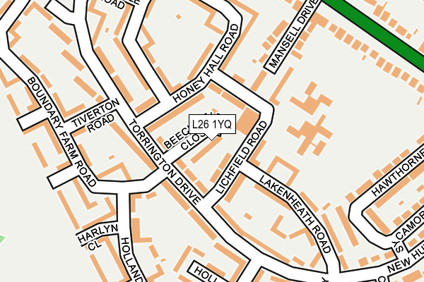 L26 1YQ map - OS OpenMap – Local (Ordnance Survey) L26 1YQ map - OS OpenMap – Local (Ordnance Survey)