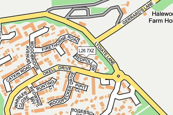 L26 7XZ map - OS OpenMap – Local (Ordnance Survey) L26 7XZ map - OS OpenMap – Local (Ordnance Survey)