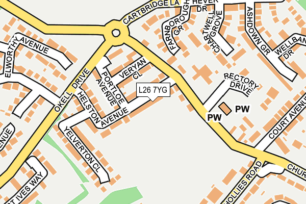 L26 7YG map - OS OpenMap – Local (Ordnance Survey) L26 7YG map - OS OpenMap – Local (Ordnance Survey)