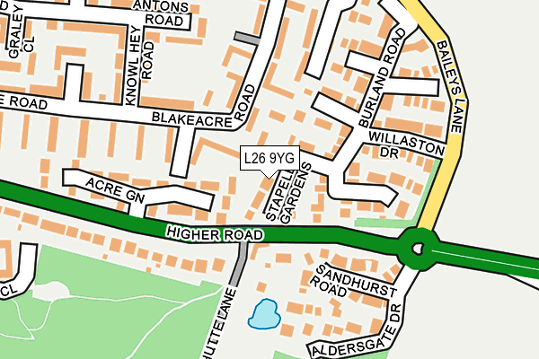 L26 9YG map - OS OpenMap – Local (Ordnance Survey) L26 9YG map - OS OpenMap – Local (Ordnance Survey)