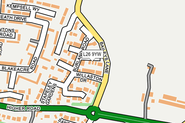 L26 9YW map - OS OpenMap – Local (Ordnance Survey) L26 9YW map - OS OpenMap – Local (Ordnance Survey)