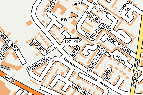L27 1YH map - OS OpenMap – Local (Ordnance Survey) L27 1YH map - OS OpenMap – Local (Ordnance Survey)