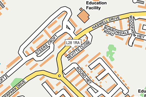 L28 1RA map - OS OpenMap – Local (Ordnance Survey) L28 1RA map - OS OpenMap – Local (Ordnance Survey)