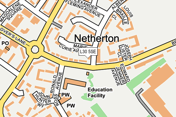 L30 5SE map - OS OpenMap – Local (Ordnance Survey) L30 5SE map - OS OpenMap – Local (Ordnance Survey)