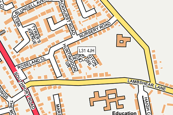 L31 4JH map - OS OpenMap – Local (Ordnance Survey) L31 4JH map - OS OpenMap – Local (Ordnance Survey)