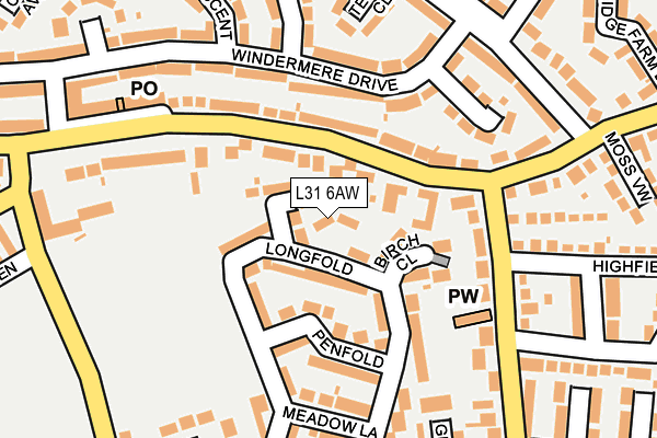 L31 6AW map - OS OpenMap – Local (Ordnance Survey) L31 6AW map - OS OpenMap – Local (Ordnance Survey)