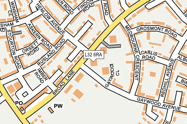 L32 6RA map - OS OpenMap – Local (Ordnance Survey) L32 6RA map - OS OpenMap – Local (Ordnance Survey)