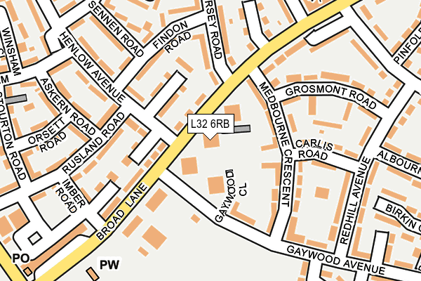 L32 6RB map - OS OpenMap – Local (Ordnance Survey) L32 6RB map - OS OpenMap – Local (Ordnance Survey)