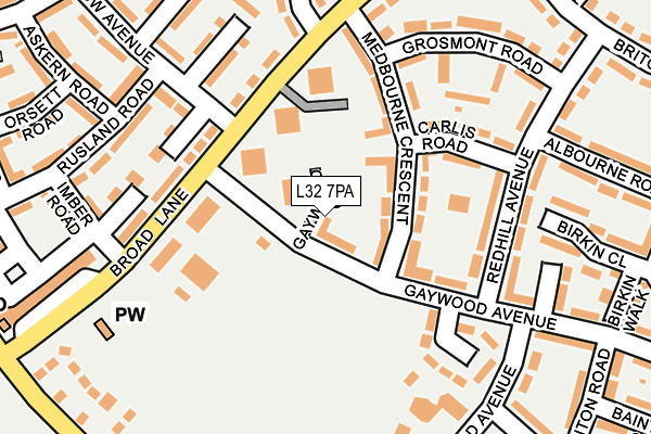 L32 7PA map - OS OpenMap – Local (Ordnance Survey) L32 7PA map - OS OpenMap – Local (Ordnance Survey)