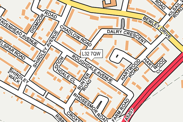 L32 7QW map - OS OpenMap – Local (Ordnance Survey) L32 7QW map - OS OpenMap – Local (Ordnance Survey)
