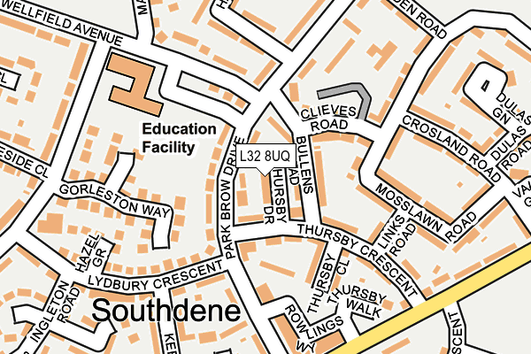 L32 8UQ map - OS OpenMap – Local (Ordnance Survey) L32 8UQ map - OS OpenMap – Local (Ordnance Survey)