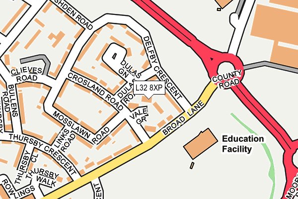 L32 8XP map - OS OpenMap – Local (Ordnance Survey) L32 8XP map - OS OpenMap – Local (Ordnance Survey)