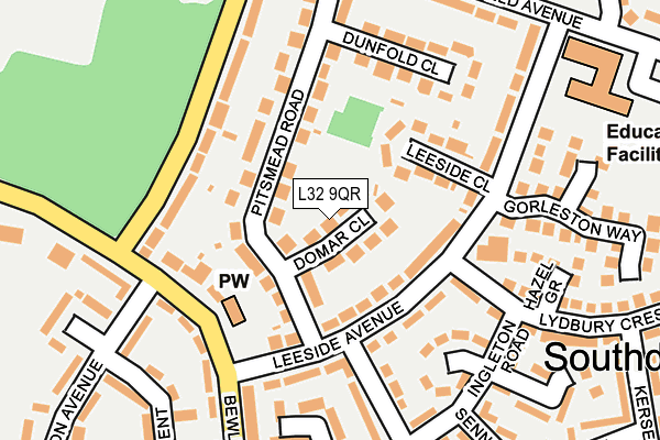 L32 9QR map - OS OpenMap – Local (Ordnance Survey) L32 9QR map - OS OpenMap – Local (Ordnance Survey)