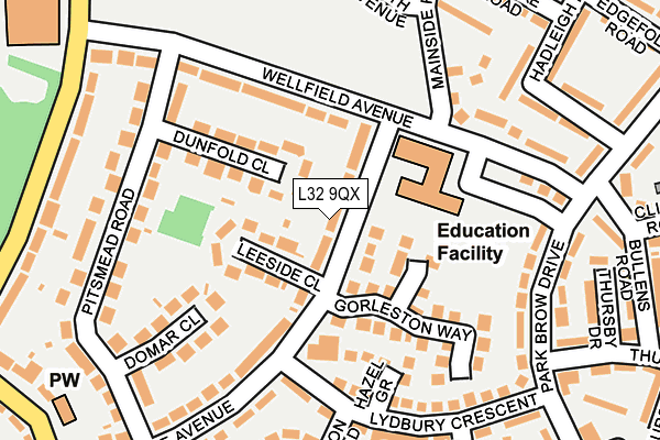 L32 9QX map - OS OpenMap – Local (Ordnance Survey) L32 9QX map - OS OpenMap – Local (Ordnance Survey)