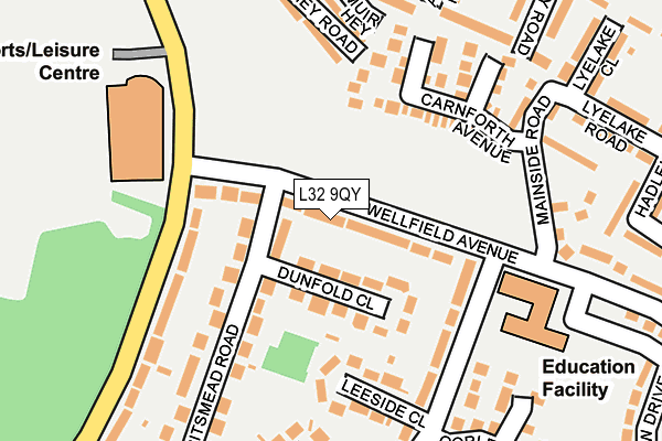 L32 9QY map - OS OpenMap – Local (Ordnance Survey) L32 9QY map - OS OpenMap – Local (Ordnance Survey)