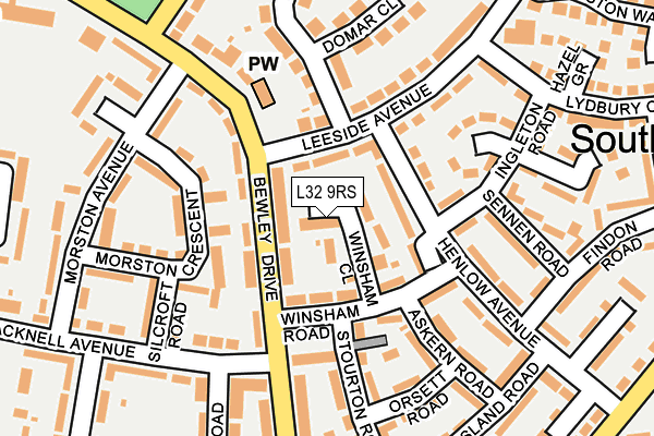 L32 9RS map - OS OpenMap – Local (Ordnance Survey)
