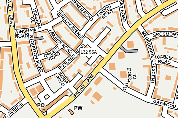 L32 9SA map - OS OpenMap – Local (Ordnance Survey) L32 9SA map - OS OpenMap – Local (Ordnance Survey)