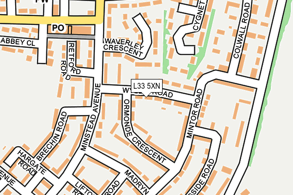 L33 5XN map - OS OpenMap – Local (Ordnance Survey) L33 5XN map - OS OpenMap – Local (Ordnance Survey)