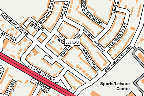 L33 5XU map - OS OpenMap – Local (Ordnance Survey)