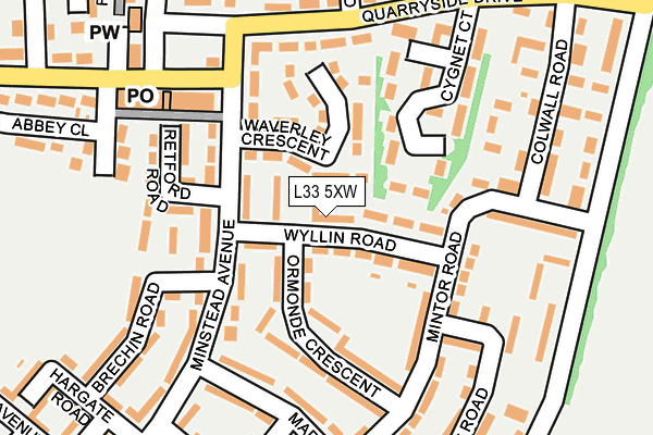 L33 5XW map - OS OpenMap – Local (Ordnance Survey) L33 5XW map - OS OpenMap – Local (Ordnance Survey)
