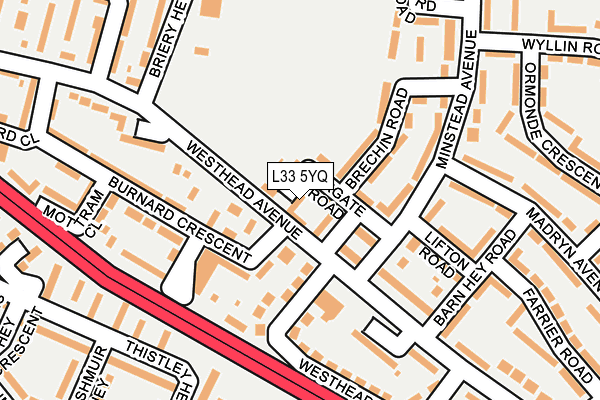 L33 5YQ map - OS OpenMap – Local (Ordnance Survey) L33 5YQ map - OS OpenMap – Local (Ordnance Survey)