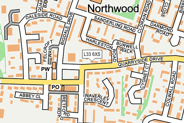 L33 6XS map - OS OpenMap – Local (Ordnance Survey) L33 6XS map - OS OpenMap – Local (Ordnance Survey)
