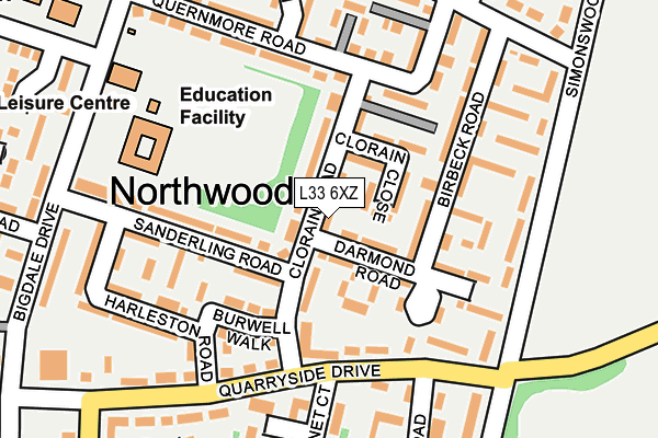 L33 6XZ map - OS OpenMap – Local (Ordnance Survey) L33 6XZ map - OS OpenMap – Local (Ordnance Survey)