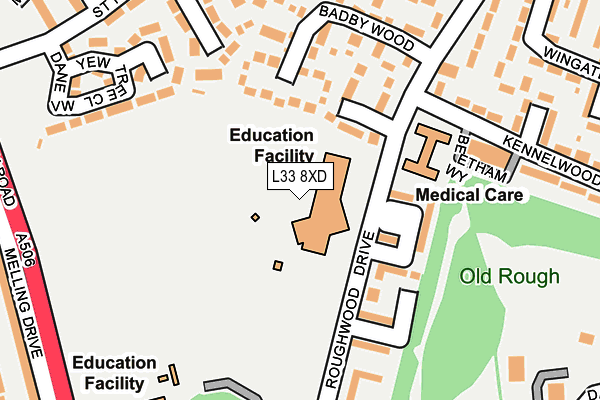 L33 8XD map - OS OpenMap – Local (Ordnance Survey) L33 8XD map - OS OpenMap – Local (Ordnance Survey)