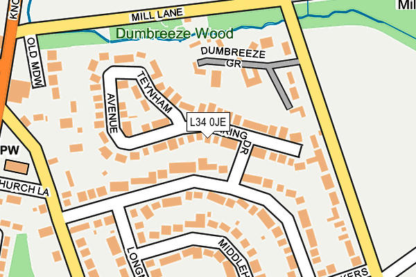 L34 0JE map - OS OpenMap – Local (Ordnance Survey) L34 0JE map - OS OpenMap – Local (Ordnance Survey)