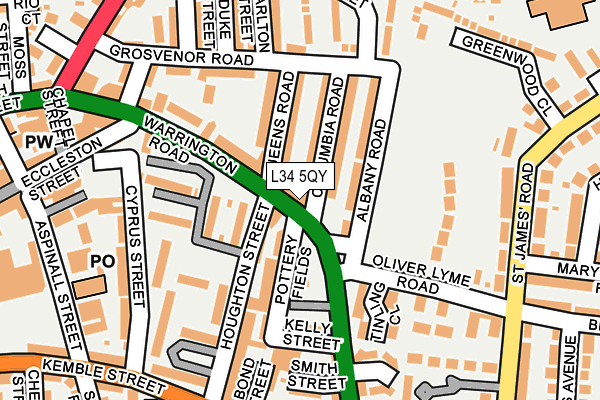 L34 5QY map - OS OpenMap – Local (Ordnance Survey) L34 5QY map - OS OpenMap – Local (Ordnance Survey)