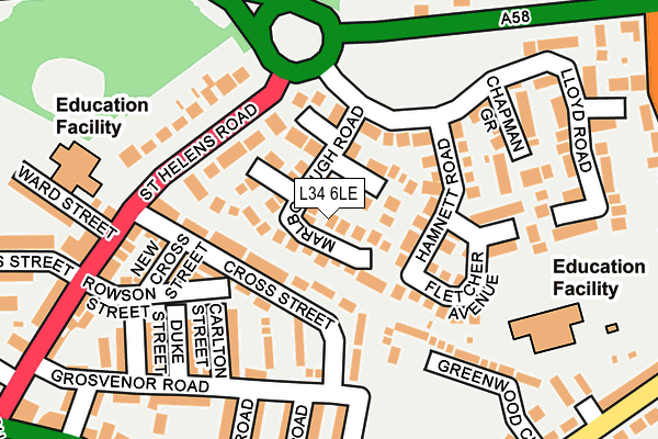 L34 6LE map - OS OpenMap – Local (Ordnance Survey)