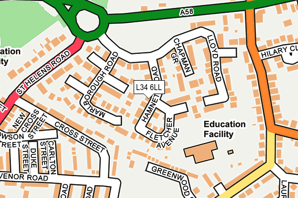 L34 6LL map - OS OpenMap – Local (Ordnance Survey) L34 6LL map - OS OpenMap – Local (Ordnance Survey)