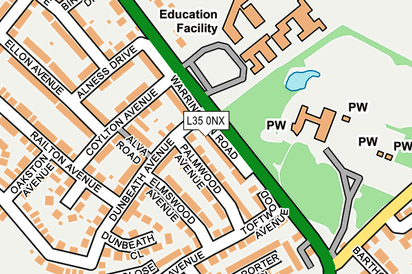L35 0NX map - OS OpenMap – Local (Ordnance Survey) L35 0NX map - OS OpenMap – Local (Ordnance Survey)