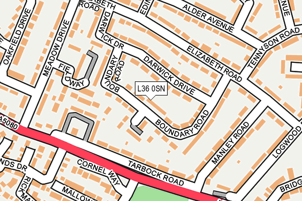 L36 0SN map - OS OpenMap – Local (Ordnance Survey) L36 0SN map - OS OpenMap – Local (Ordnance Survey)