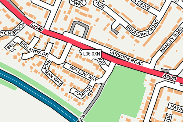 L36 0XN map - OS OpenMap – Local (Ordnance Survey) L36 0XN map - OS OpenMap – Local (Ordnance Survey)