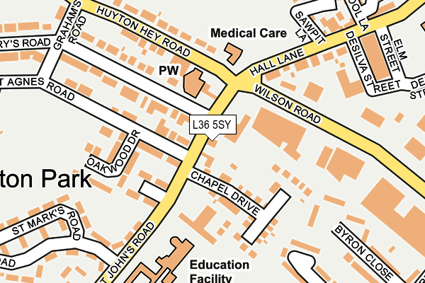 L36 5SY map - OS OpenMap – Local (Ordnance Survey) L36 5SY map - OS OpenMap – Local (Ordnance Survey)