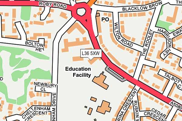 L36 5XW map - OS OpenMap – Local (Ordnance Survey) L36 5XW map - OS OpenMap – Local (Ordnance Survey)