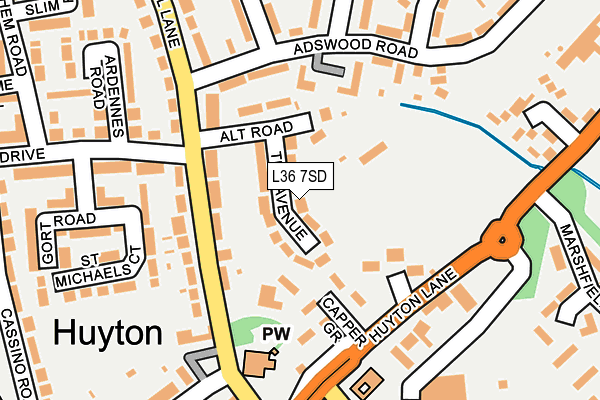 L36 7SD map - OS OpenMap – Local (Ordnance Survey)