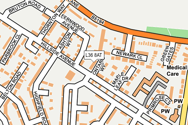 L36 8AT map - OS OpenMap – Local (Ordnance Survey) L36 8AT map - OS OpenMap – Local (Ordnance Survey)
