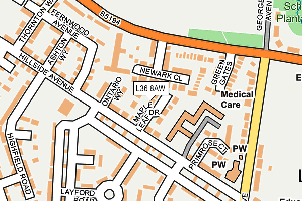 L36 8AW map - OS OpenMap – Local (Ordnance Survey) L36 8AW map - OS OpenMap – Local (Ordnance Survey)