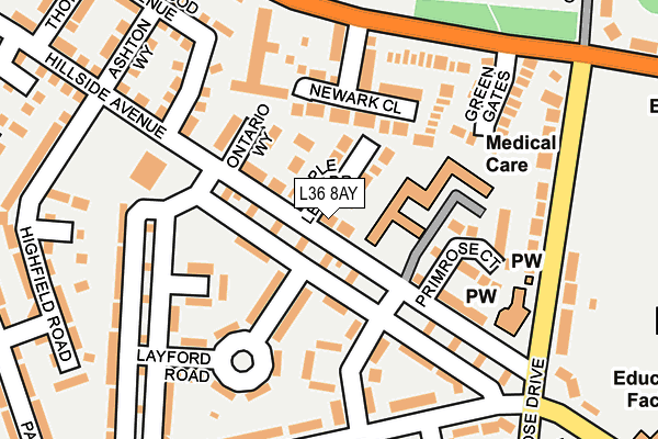 L36 8AY map - OS OpenMap – Local (Ordnance Survey) L36 8AY map - OS OpenMap – Local (Ordnance Survey)