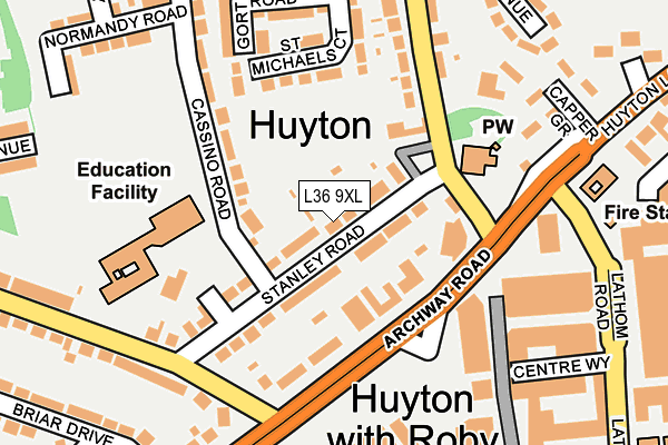 L36 9XL map - OS OpenMap – Local (Ordnance Survey) L36 9XL map - OS OpenMap – Local (Ordnance Survey)