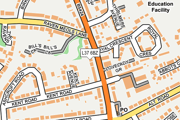 L37 6BZ map - OS OpenMap – Local (Ordnance Survey) L37 6BZ map - OS OpenMap – Local (Ordnance Survey)