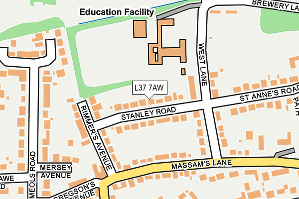 L37 7AW map - OS OpenMap – Local (Ordnance Survey) L37 7AW map - OS OpenMap – Local (Ordnance Survey)