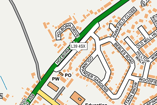 L39 4SX map - OS OpenMap – Local (Ordnance Survey) L39 4SX map - OS OpenMap – Local (Ordnance Survey)