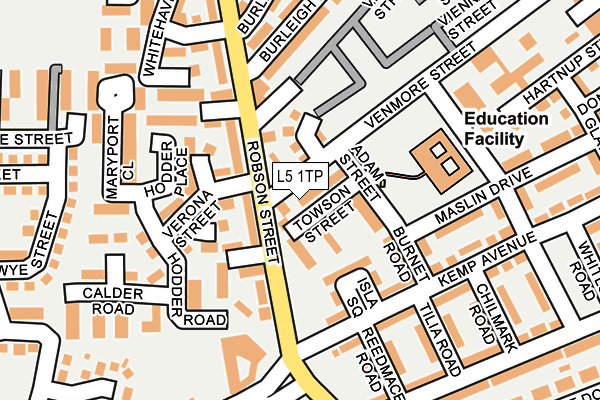 L5 1TP map - OS OpenMap – Local (Ordnance Survey) L5 1TP map - OS OpenMap – Local (Ordnance Survey)