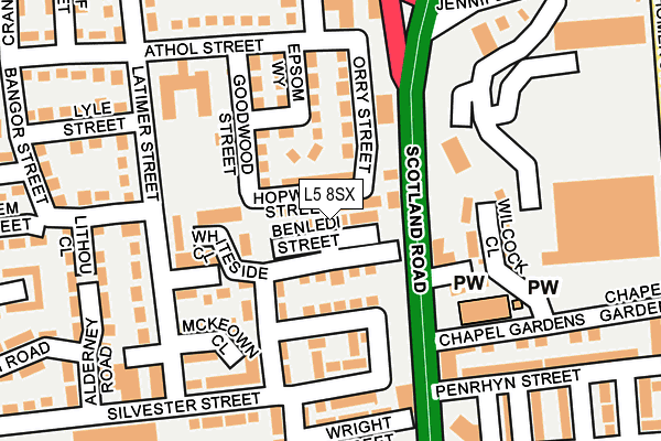 L5 8SX map - OS OpenMap – Local (Ordnance Survey) L5 8SX map - OS OpenMap – Local (Ordnance Survey)