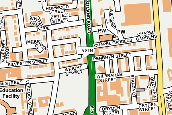 L5 8TN map - OS OpenMap – Local (Ordnance Survey) L5 8TN map - OS OpenMap – Local (Ordnance Survey)