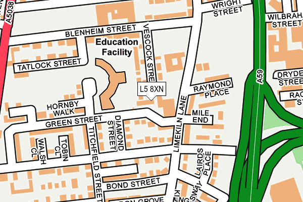 L5 8XN map - OS OpenMap – Local (Ordnance Survey) L5 8XN map - OS OpenMap – Local (Ordnance Survey)
