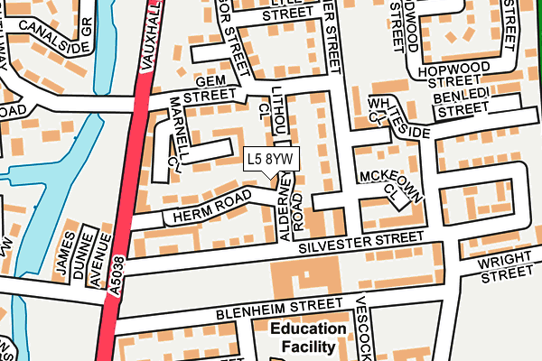 L5 8YW map - OS OpenMap – Local (Ordnance Survey) L5 8YW map - OS OpenMap – Local (Ordnance Survey)